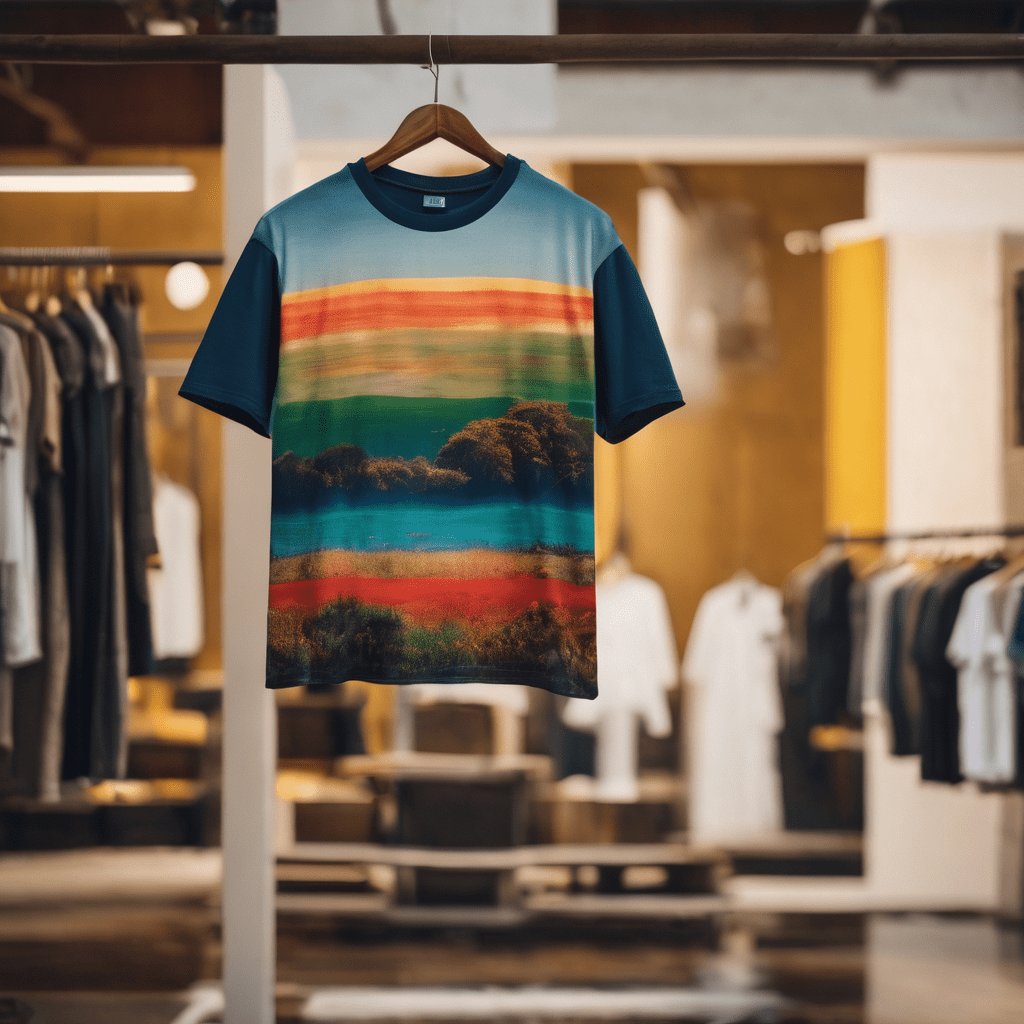Cleo landscape-print t-shirt displayed in the Eleganza Digital Product Passport